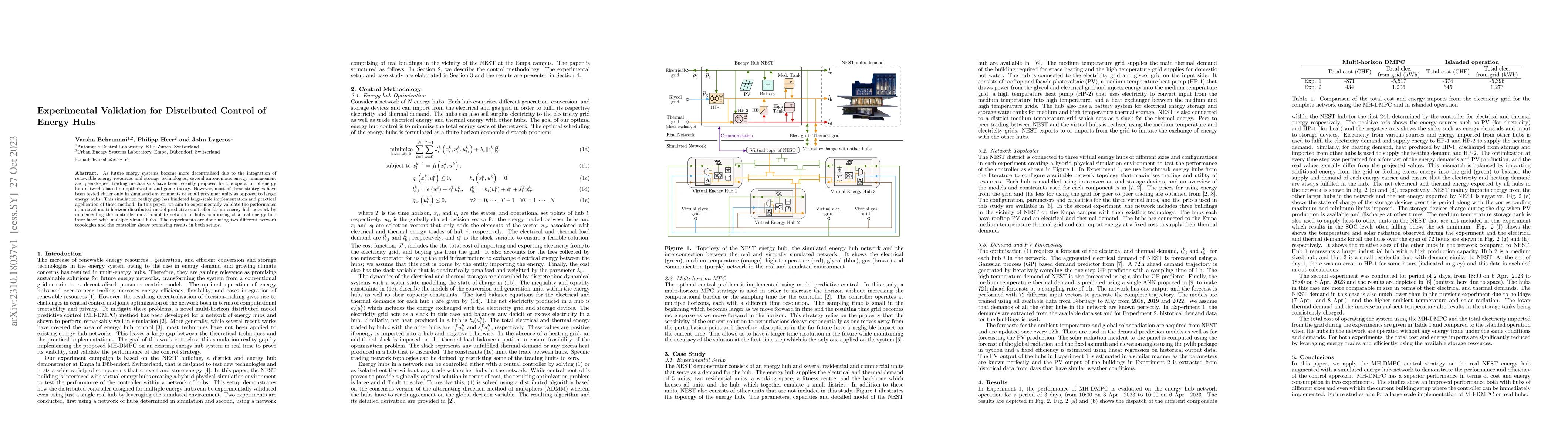Thumbnail for Experimental Validation for Distributed Control of Energy Hubs
