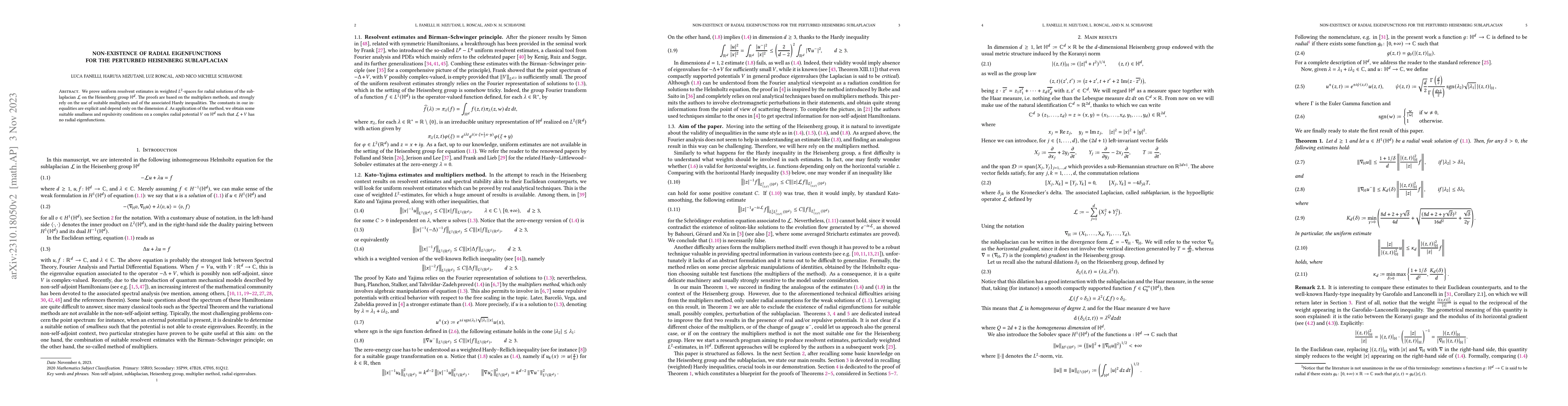 Thumbnail for Non-existence of radial eigenfunctions for the perturbed Heisenberg
  sublaplacian