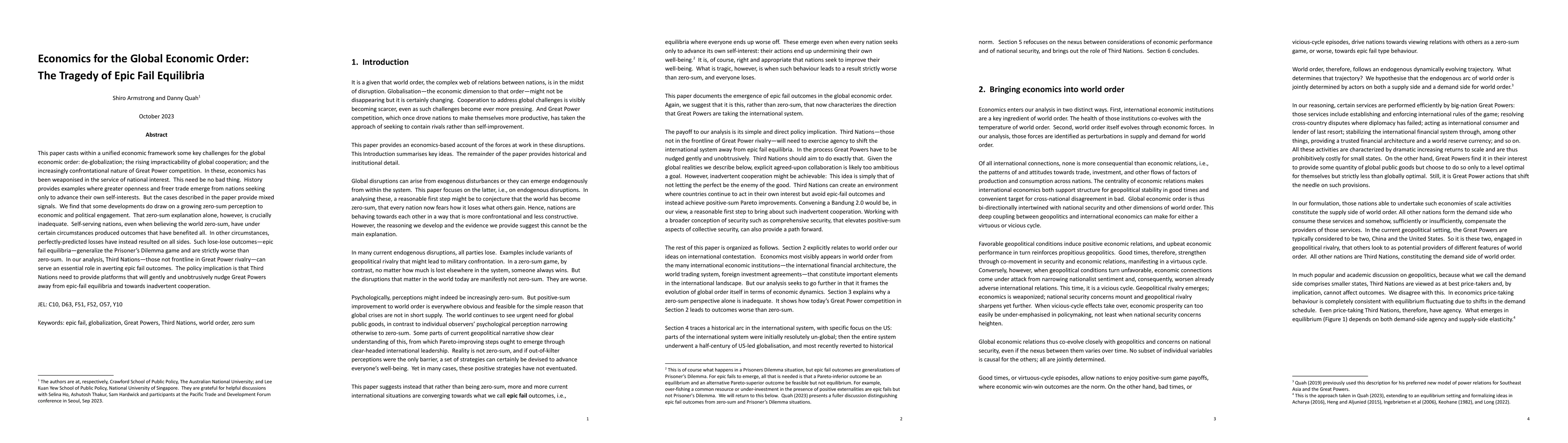 Thumbnail for Economics for the Global Economic Order: The Tragedy of Epic Fail
  Equilibria