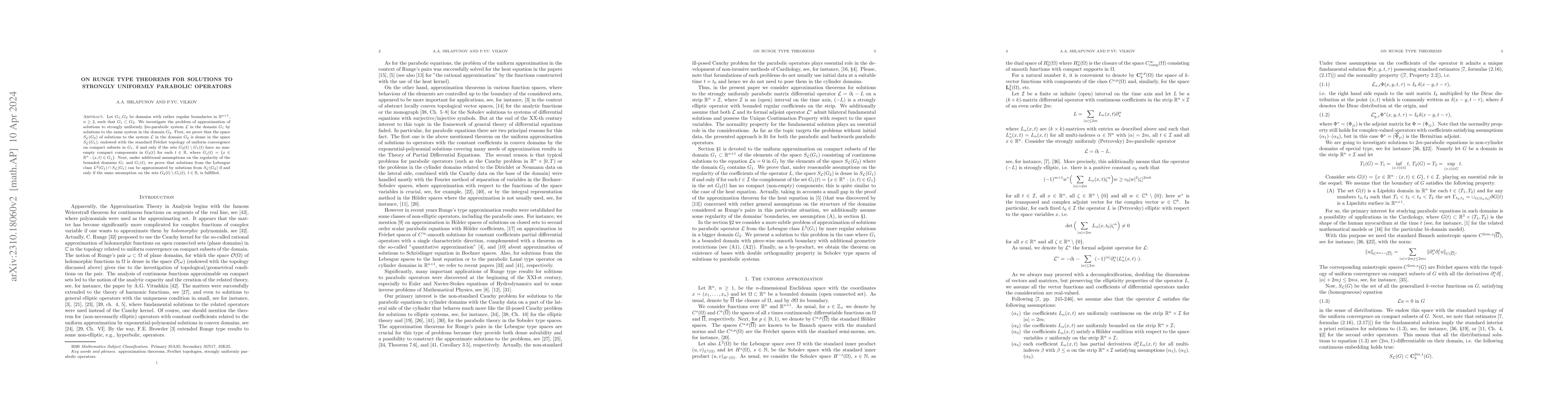 Thumbnail for On Runge type theorems for solutions to strongly uniformly parabolic
  operators