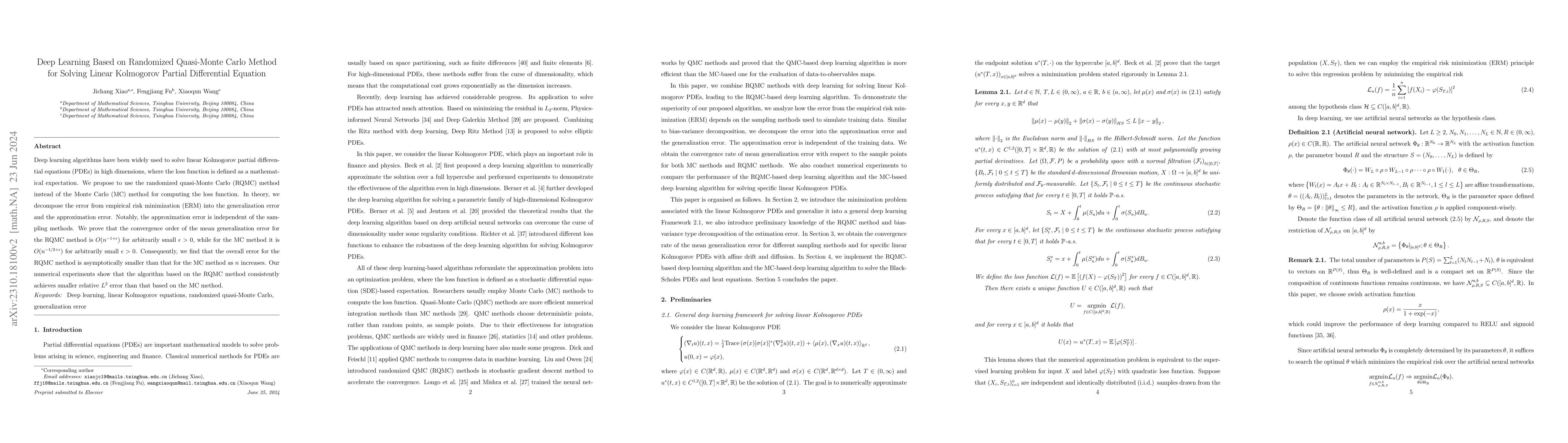 Thumbnail for Deep Learning Based on Randomized Quasi-Monte Carlo Method for Solving
  Linear Kolmogorov Partial Differential Equation