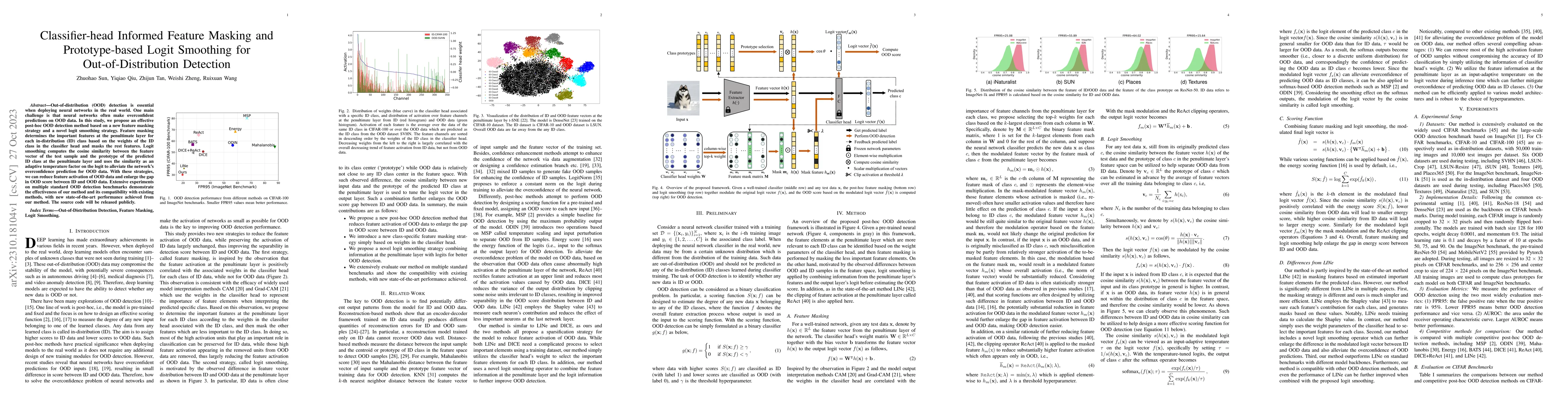 Thumbnail for Classifier-head Informed Feature Masking and Prototype-based Logit
  Smoothing for Out-of-Distribution Detection