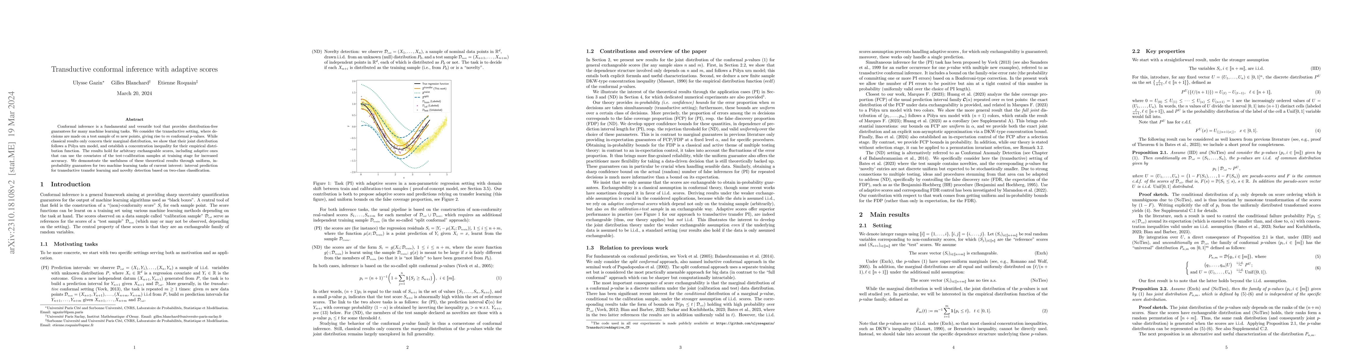 Thumbnail for Transductive conformal inference with adaptive scores
