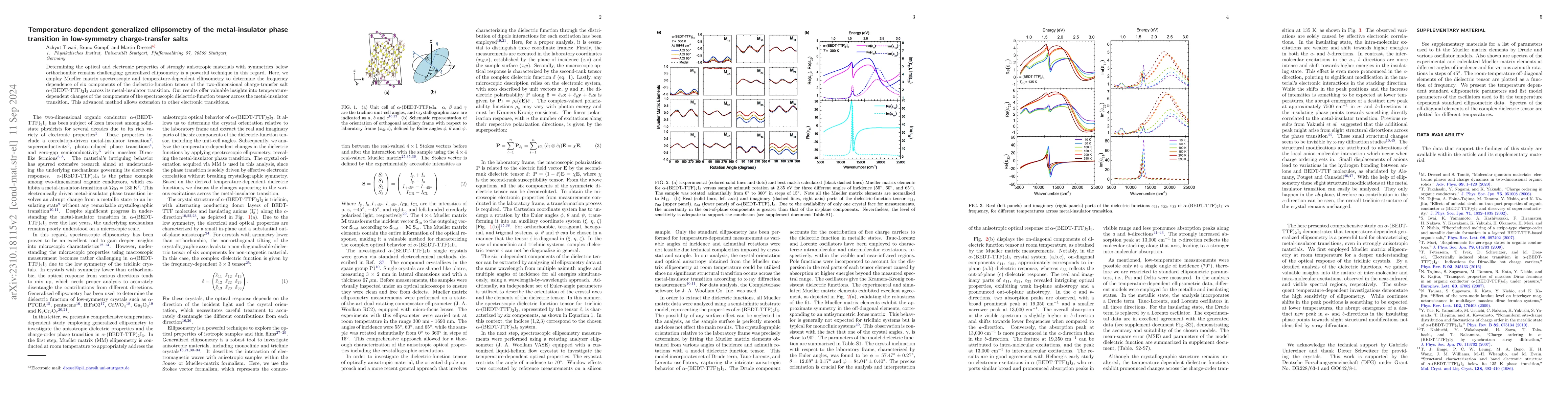 Thumbnail for First-order electronic phase transition in $\alpha$-(BEDT-TTF)$_2$I$_3$
  revealed by temperature-dependent generalized ellipsometry