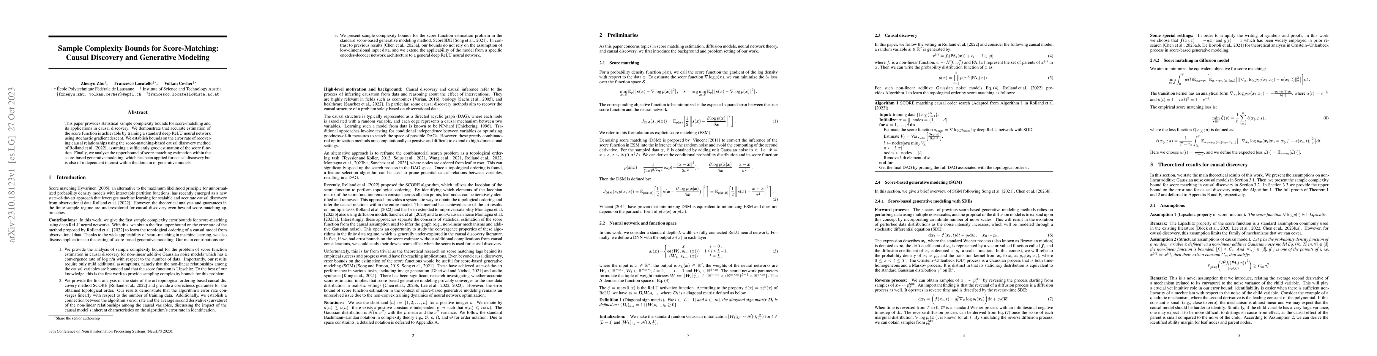 Thumbnail for Sample Complexity Bounds for Score-Matching: Causal Discovery and
  Generative Modeling