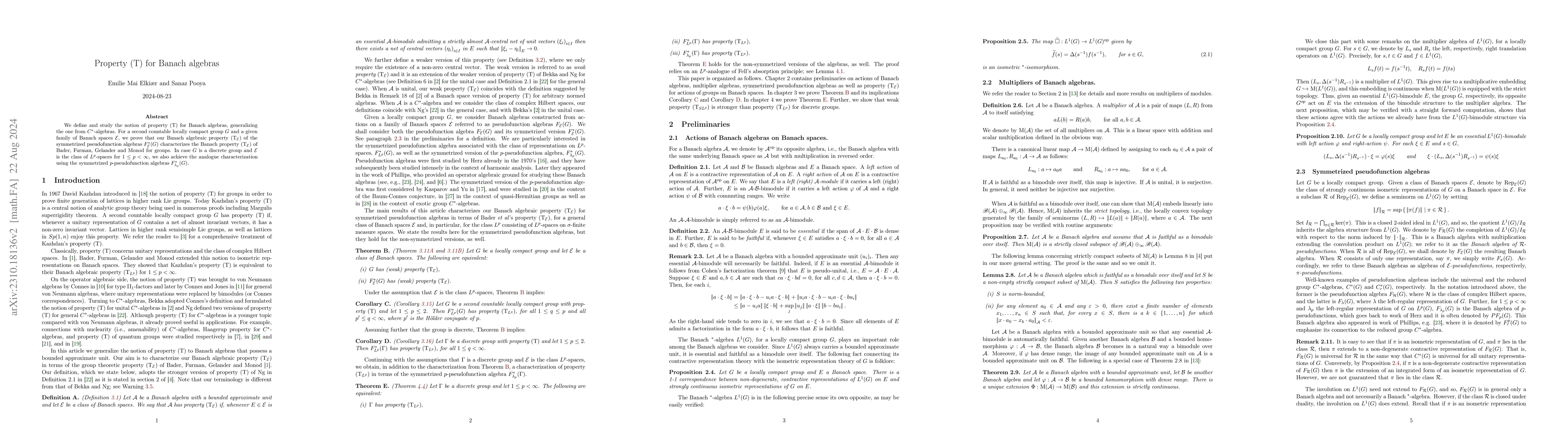 Thumbnail for Property (T) for Banach algebras