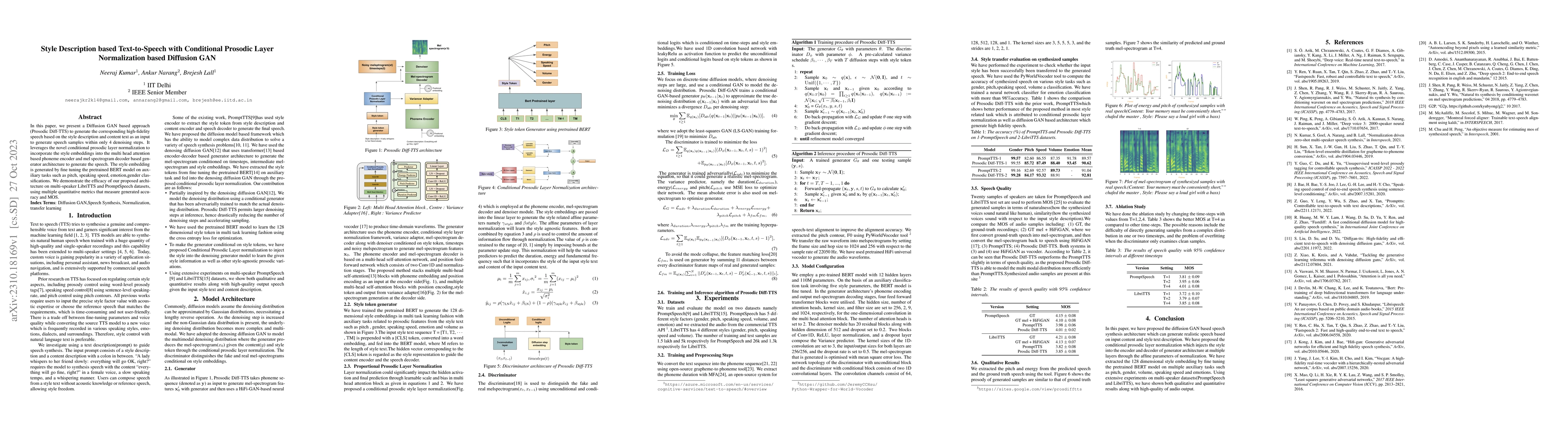 Thumbnail for Style Description based Text-to-Speech with Conditional Prosodic Layer
  Normalization based Diffusion GAN