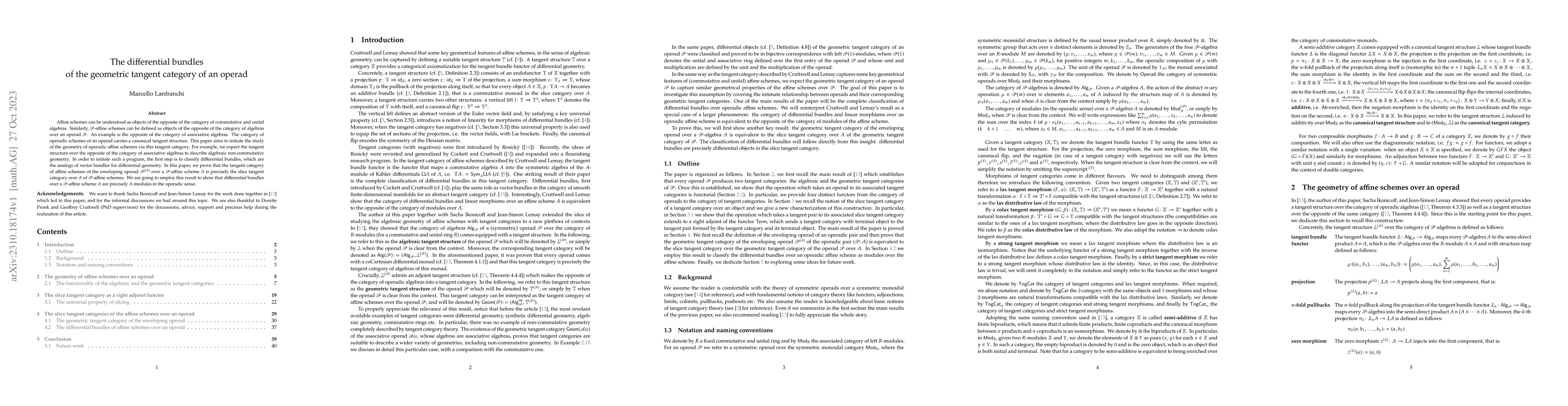 Thumbnail for The differential bundles of the geometric tangent category of an operad