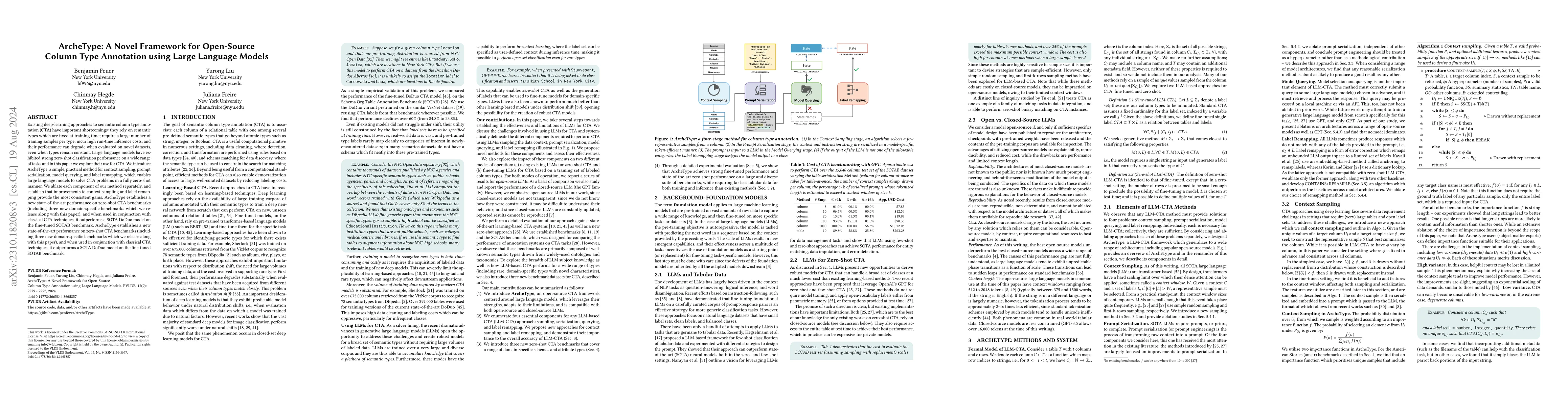Thumbnail for ArcheType: A Novel Framework for Open-Source Column Type Annotation
  using Large Language Models