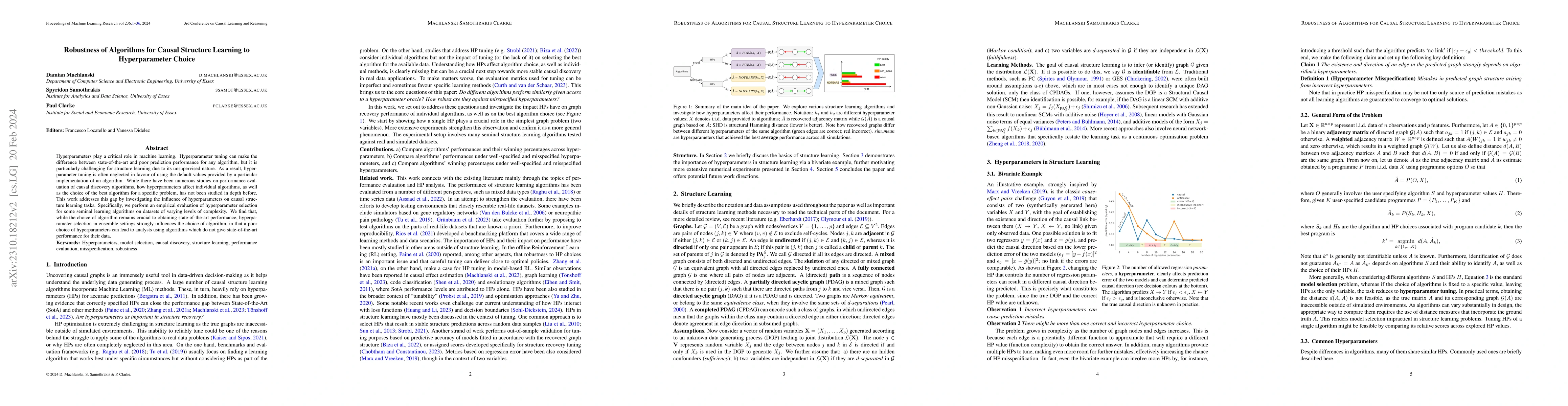 Thumbnail for Robustness of Algorithms for Causal Structure Learning to Hyperparameter
  Choice