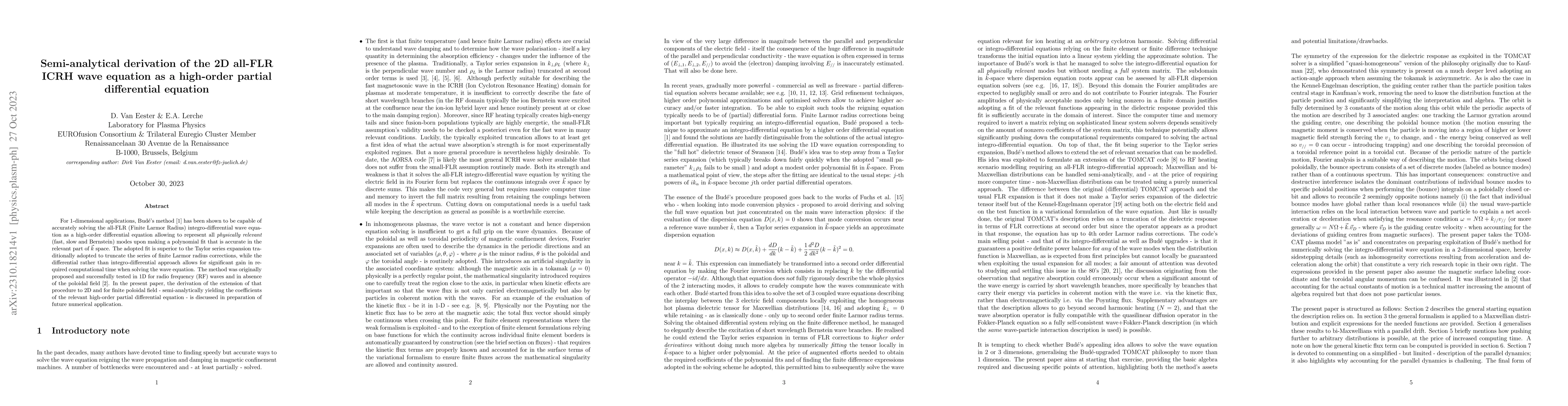 Thumbnail for Semi-analytical derivation of the 2D all-FLR ICRH wave equation as a
  high-order partial differential equation