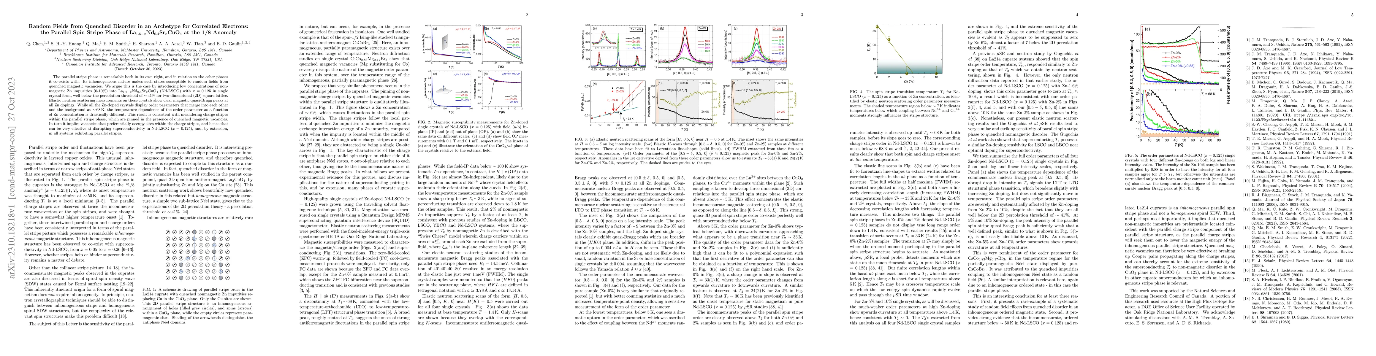 Thumbnail for Random Fields from Quenched Disorder in an Archetype for Correlated
  Electrons: the Parallel Spin Stripe Phase of
  La$_{1.6-x}$Nd$_{0.4}$Sr$_x$CuO$_4$ at the 1/8 Anomaly