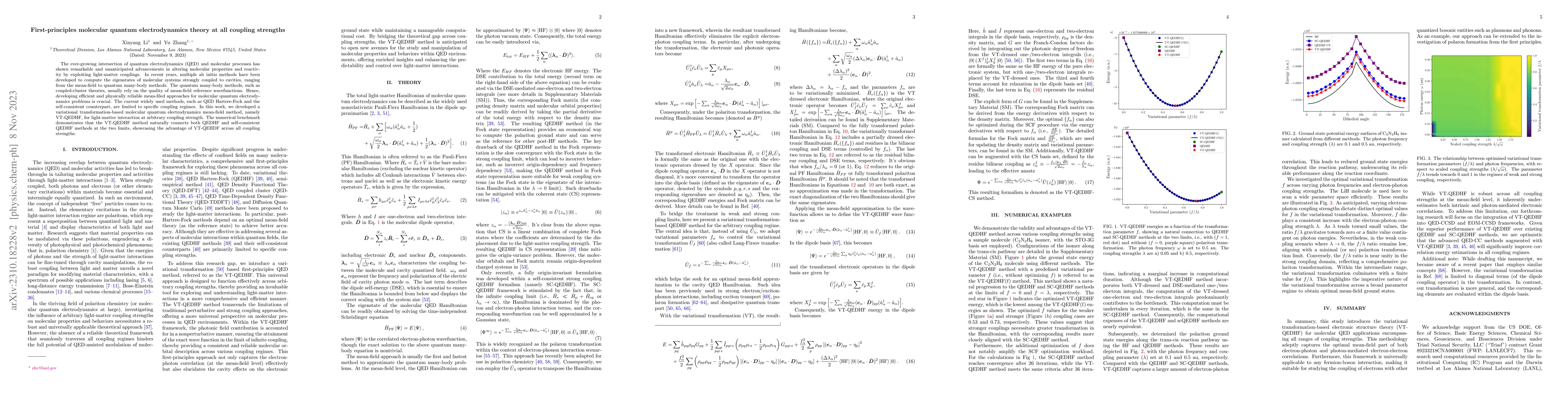 Thumbnail for First-principles molecular quantum electrodynamics theory at all
  coupling strengths
