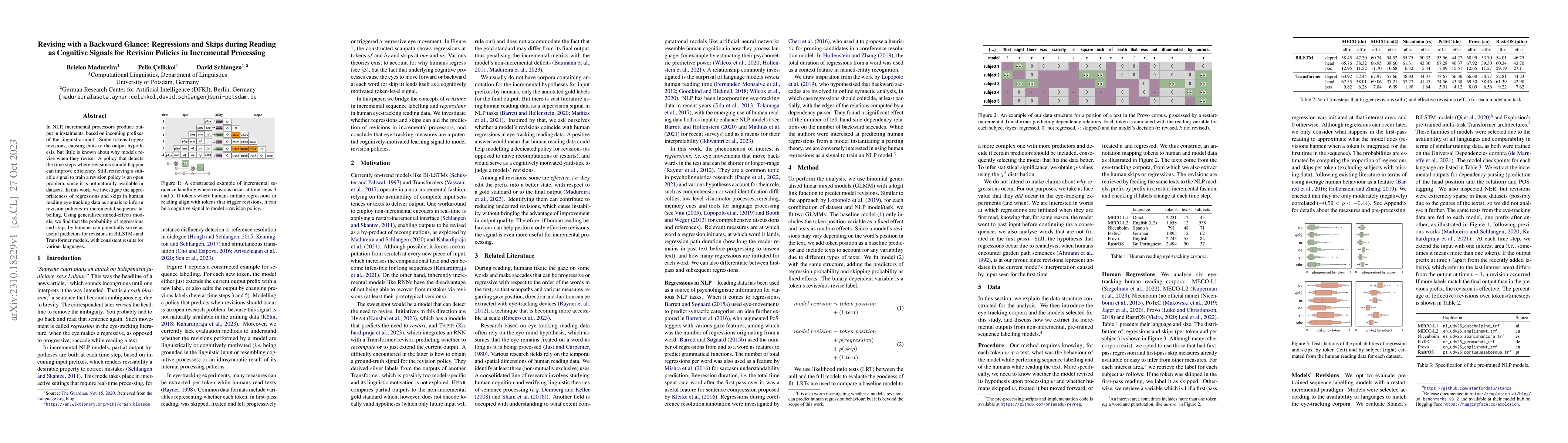 Thumbnail for Revising with a Backward Glance: Regressions and Skips during Reading as
  Cognitive Signals for Revision Policies in Incremental Processing