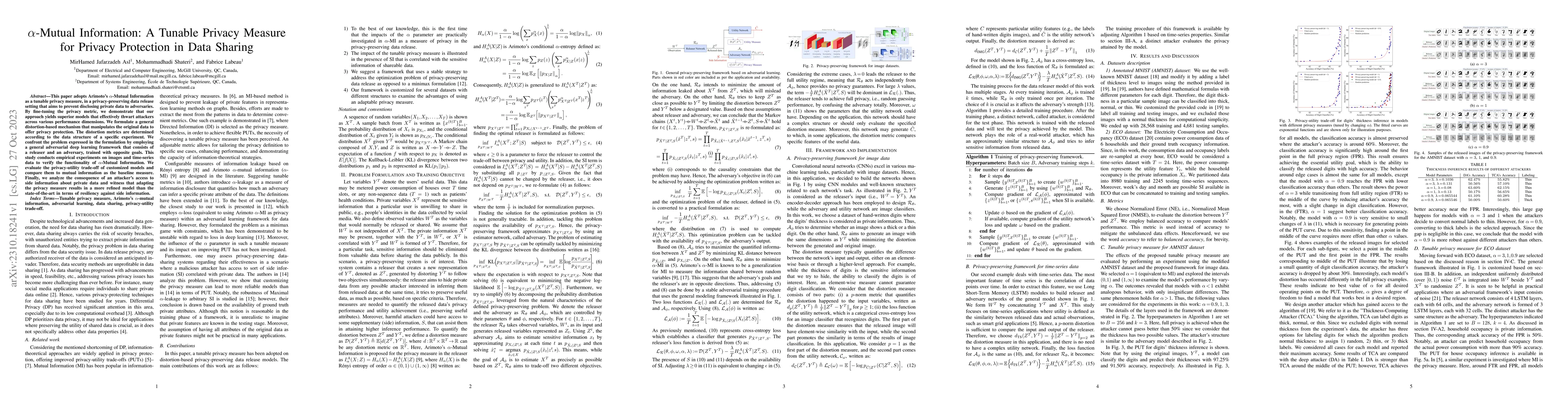 Thumbnail for $\alpha$-Mutual Information: A Tunable Privacy Measure for Privacy
  Protection in Data Sharing