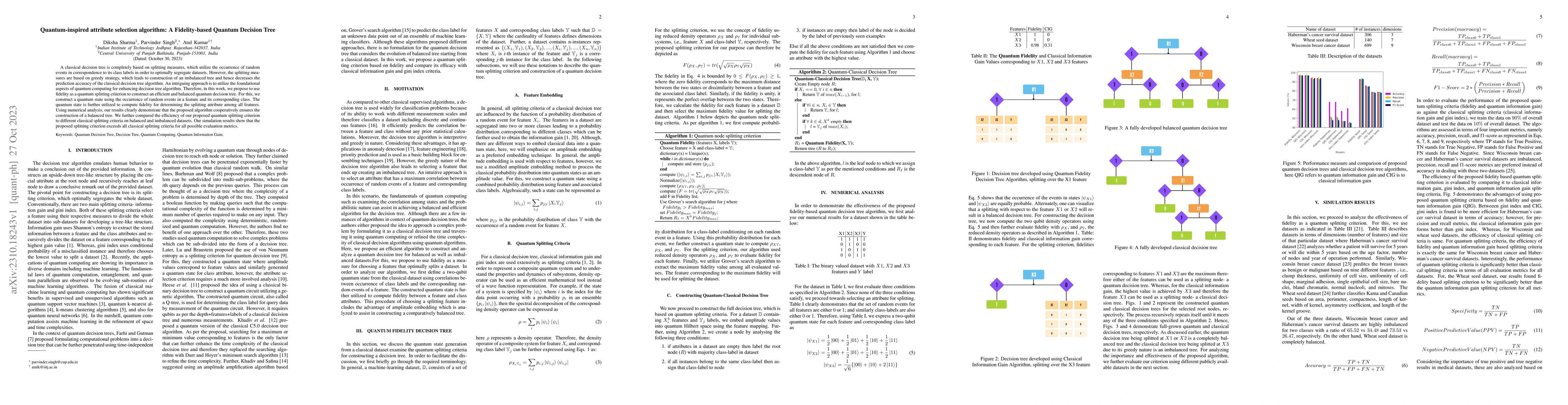 Thumbnail for Quantum-inspired attribute selection algorithm: A Fidelity-based Quantum
  Decision Tree