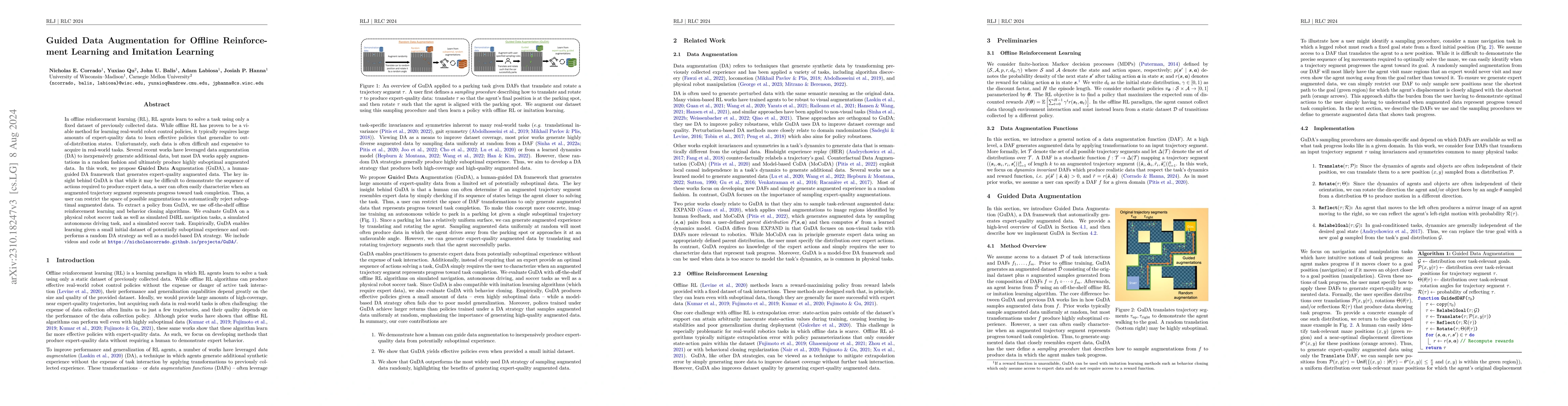 Thumbnail for Guided Data Augmentation for Offline Reinforcement Learning and
  Imitation Learning