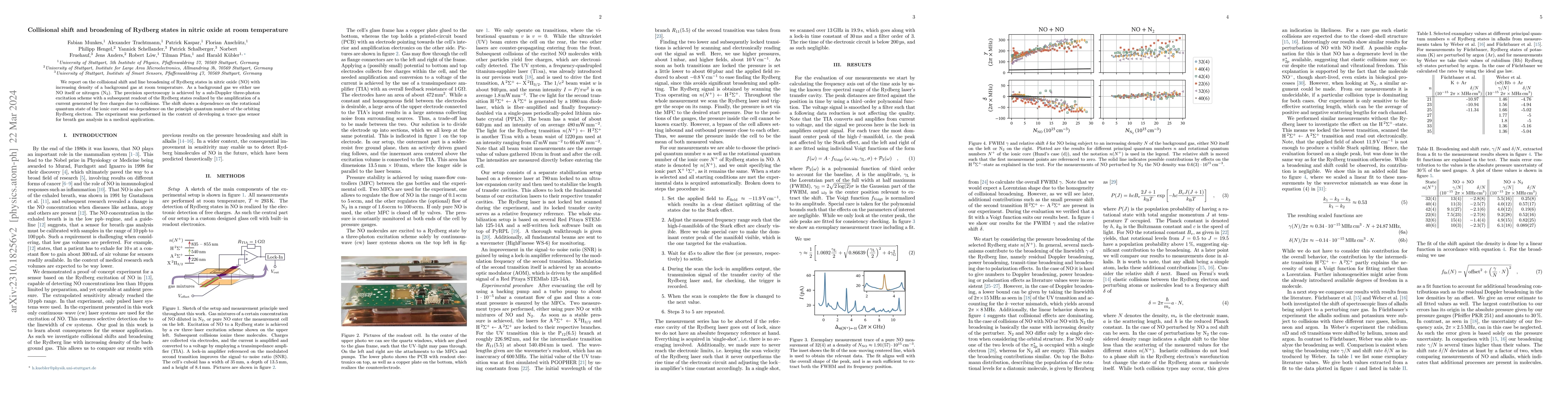 Thumbnail for Collisional shift and broadening of Rydberg states in nitric oxide at
  room temperature