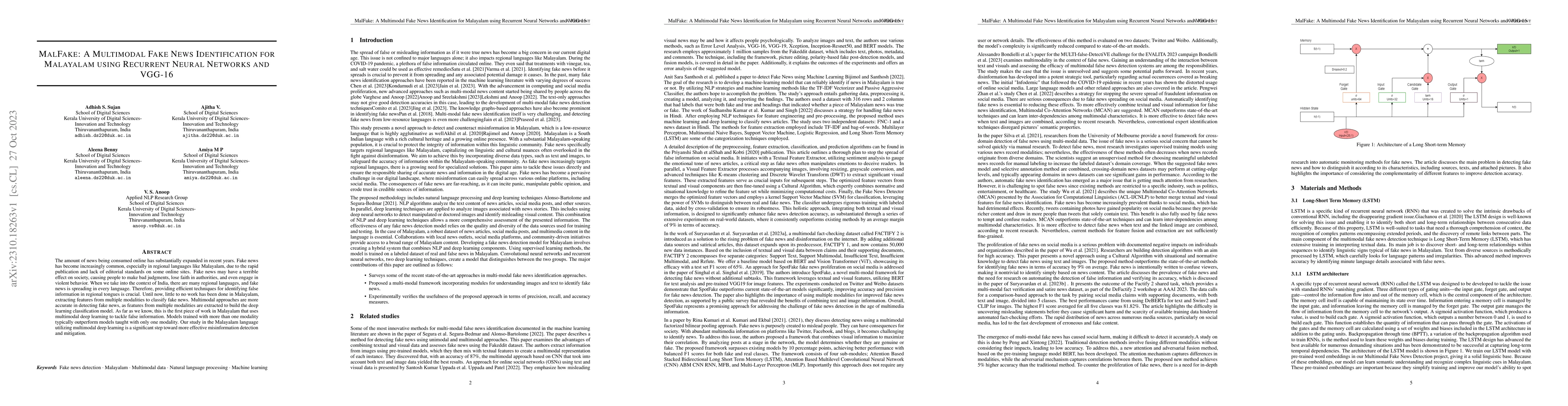 Thumbnail for MalFake: A Multimodal Fake News Identification for Malayalam using
  Recurrent Neural Networks and VGG-16
