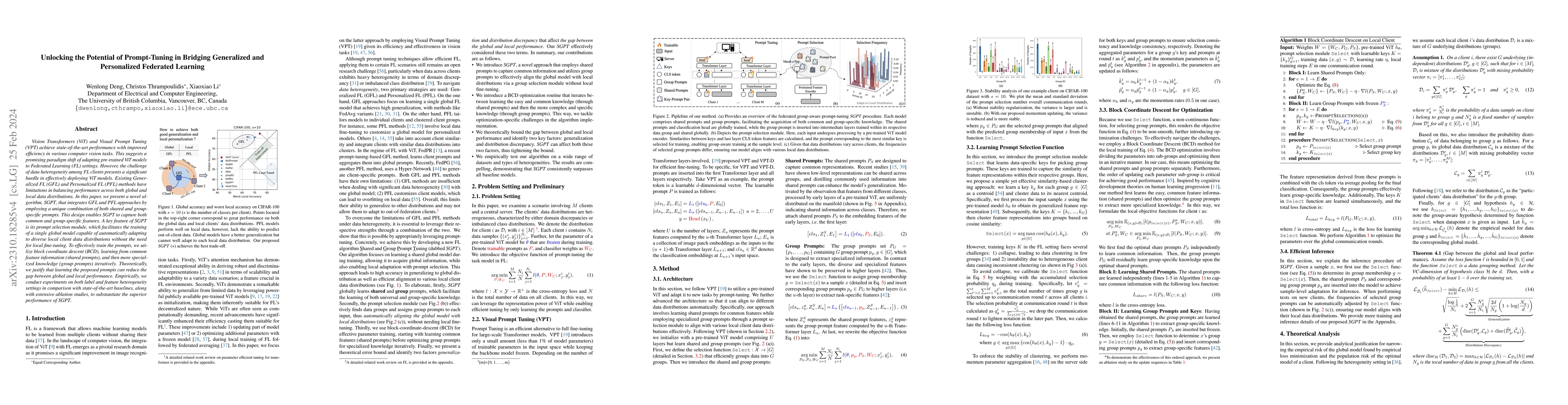 Thumbnail for Unlocking the Potential of Prompt-Tuning in Bridging Generalized and
  Personalized Federated Learning
