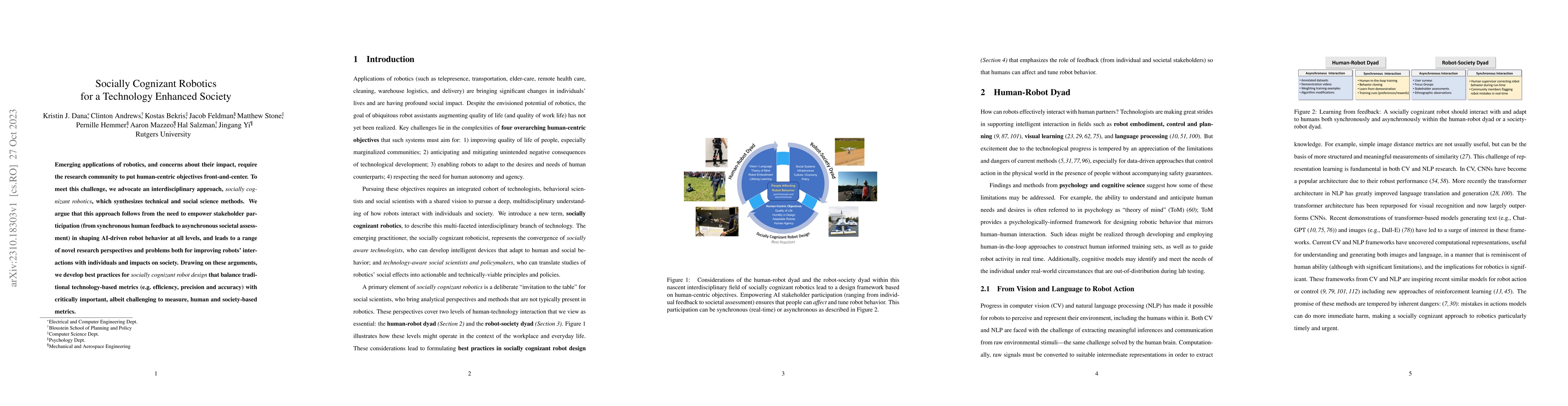 Thumbnail for Socially Cognizant Robotics for a Technology Enhanced Society
