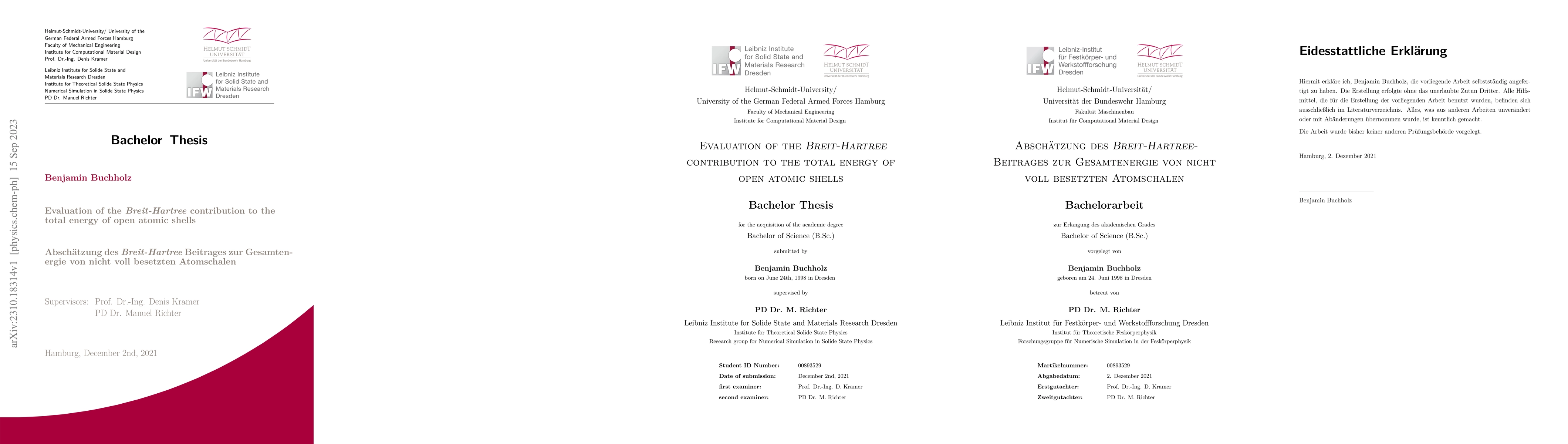 Thumbnail for Evaluation of the $\textit{Breit-Hartree}$ contribution to the total
  energy of open atomic shells