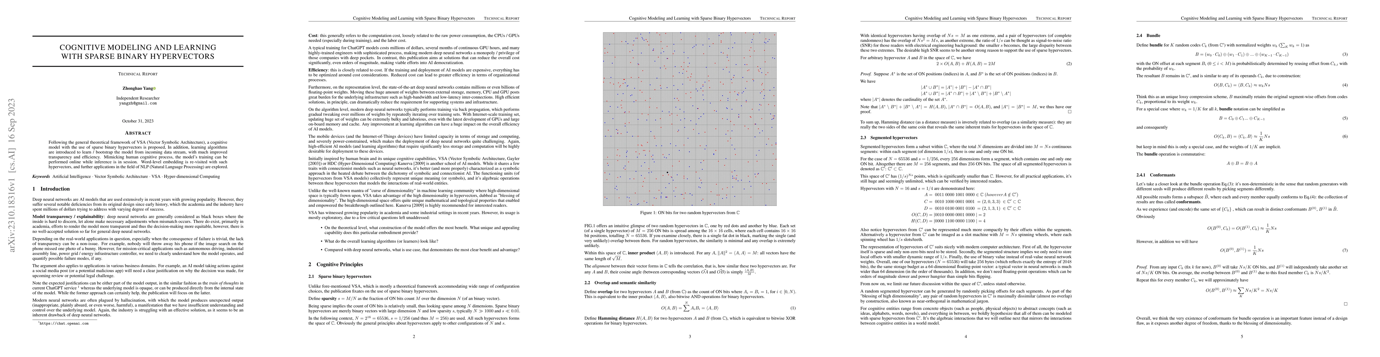 Thumbnail for Cognitive modeling and learning with sparse binary hypervectors