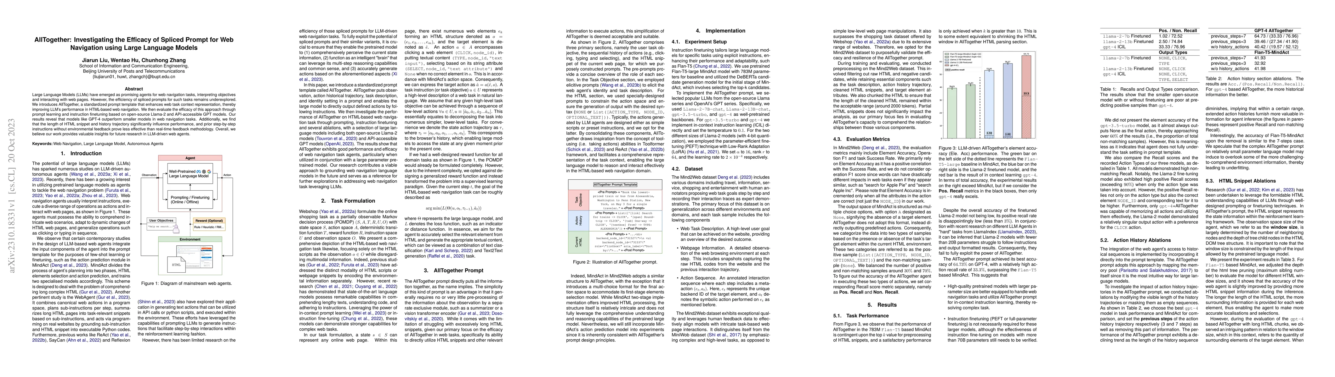 Thumbnail for AllTogether: Investigating the Efficacy of Spliced Prompt for Web
  Navigation using Large Language Models