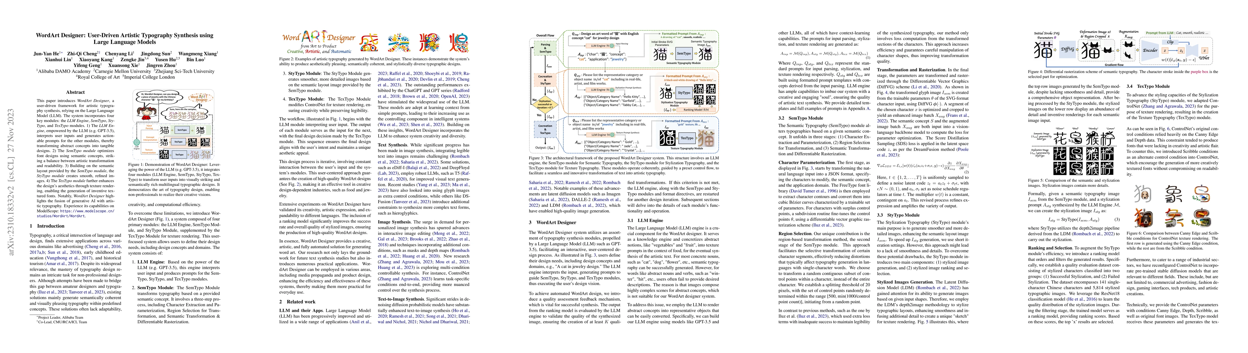 Thumbnail for WordArt Designer: User-Driven Artistic Typography Synthesis using Large
  Language Models
