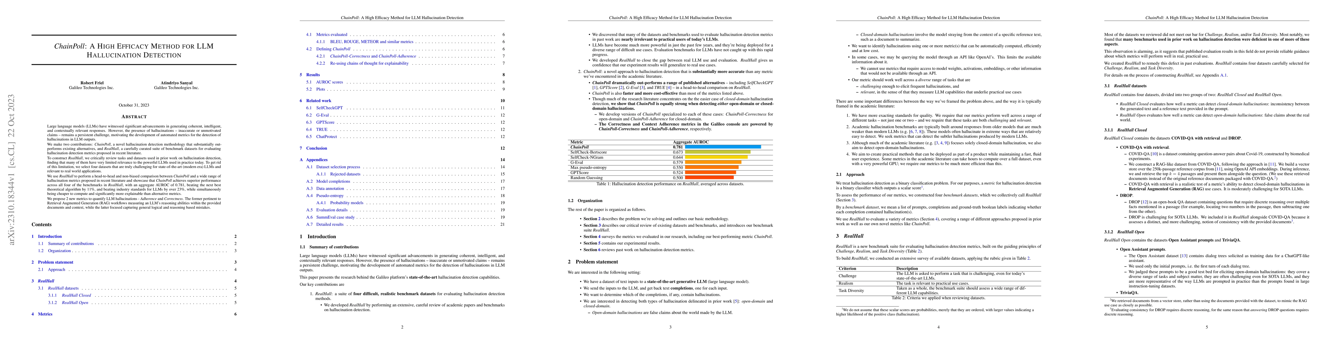 Thumbnail for Chainpoll: A high efficacy method for LLM hallucination detection