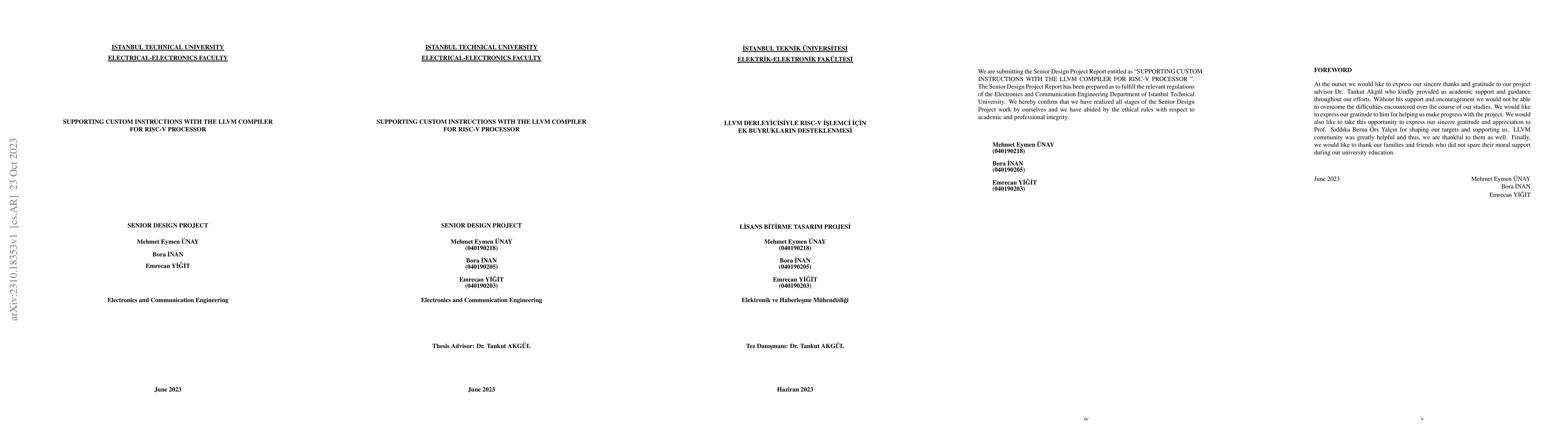 Thumbnail for Supporting Custom Instructions with the LLVM Compiler for RISC-V
  Processor
