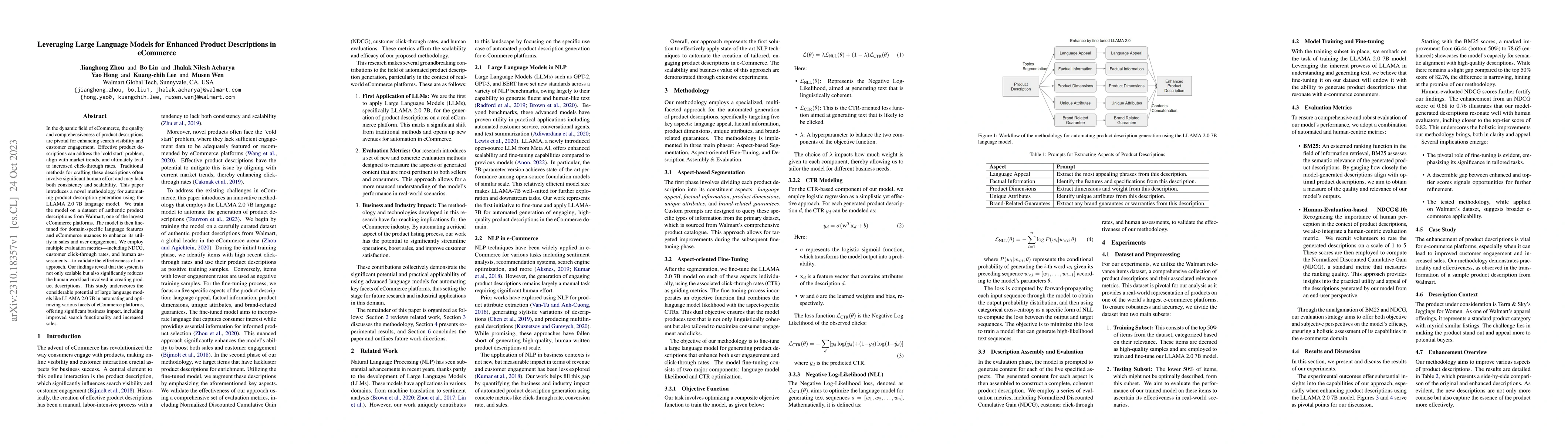Thumbnail for Leveraging Large Language Models for Enhanced Product Descriptions in
  eCommerce