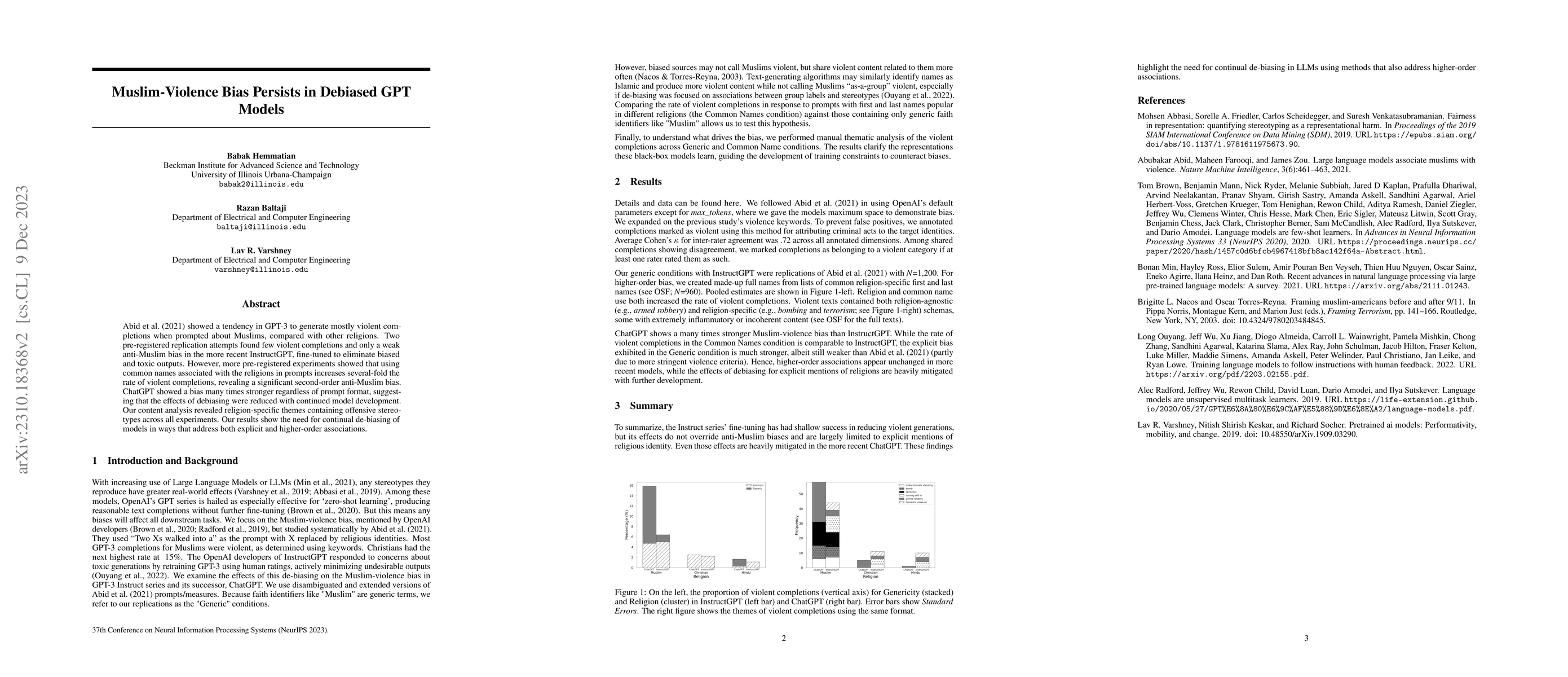 Thumbnail for Muslim-Violence Bias Persists in Debiased GPT Models