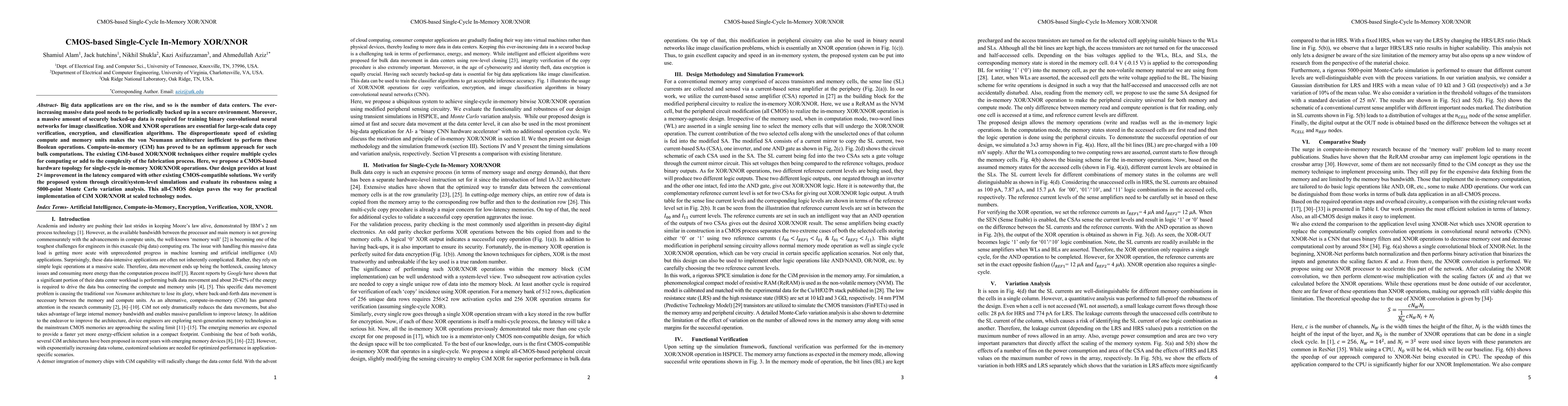 Thumbnail for CMOS-based Single-Cycle In-Memory XOR/XNOR