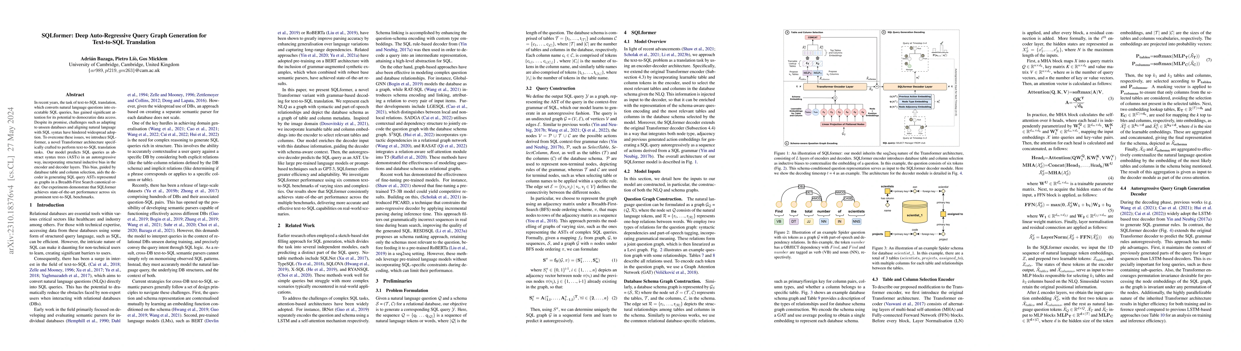 Thumbnail for SQLformer: Deep Auto-Regressive Query Graph Generation for Text-to-SQL
  Translation