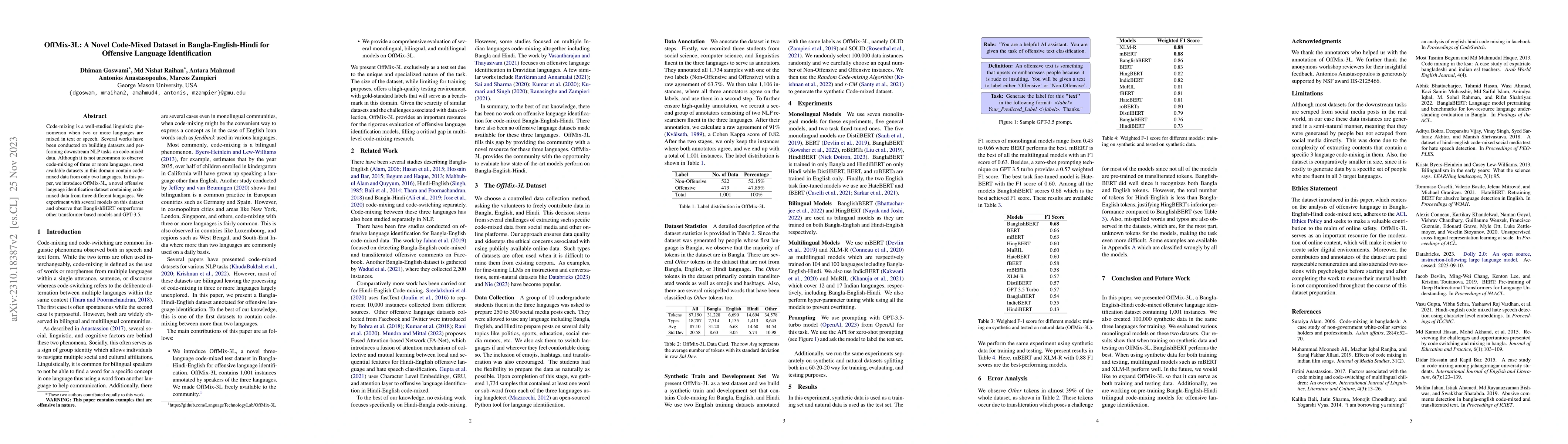 Thumbnail for OffMix-3L: A Novel Code-Mixed Dataset in Bangla-English-Hindi for
  Offensive Language Identification