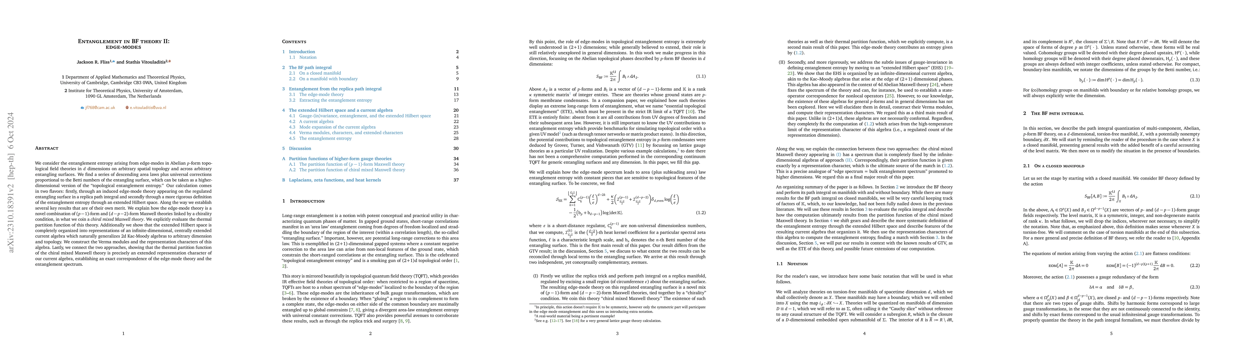 Thumbnail for Entanglement in BF theory II: Edge-modes
