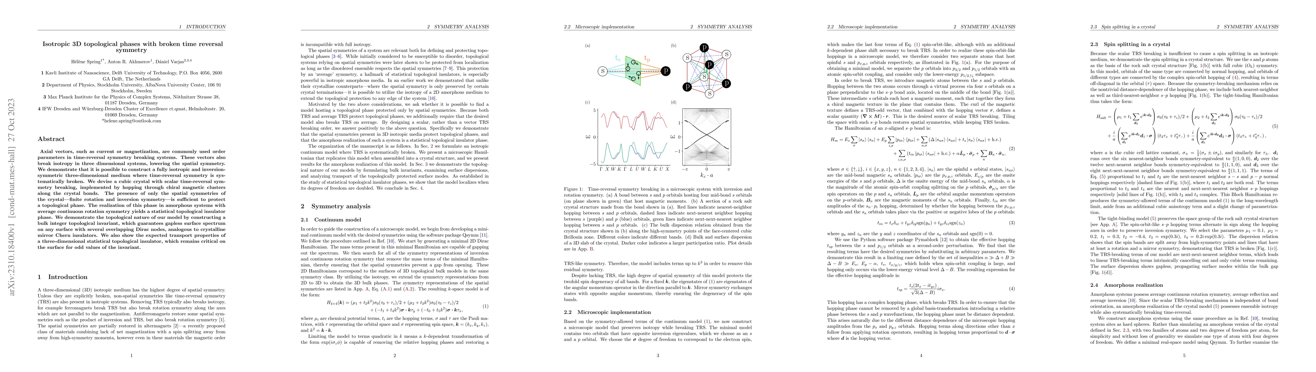 Thumbnail for Isotropic 3D topological phases with broken time reversal symmetry