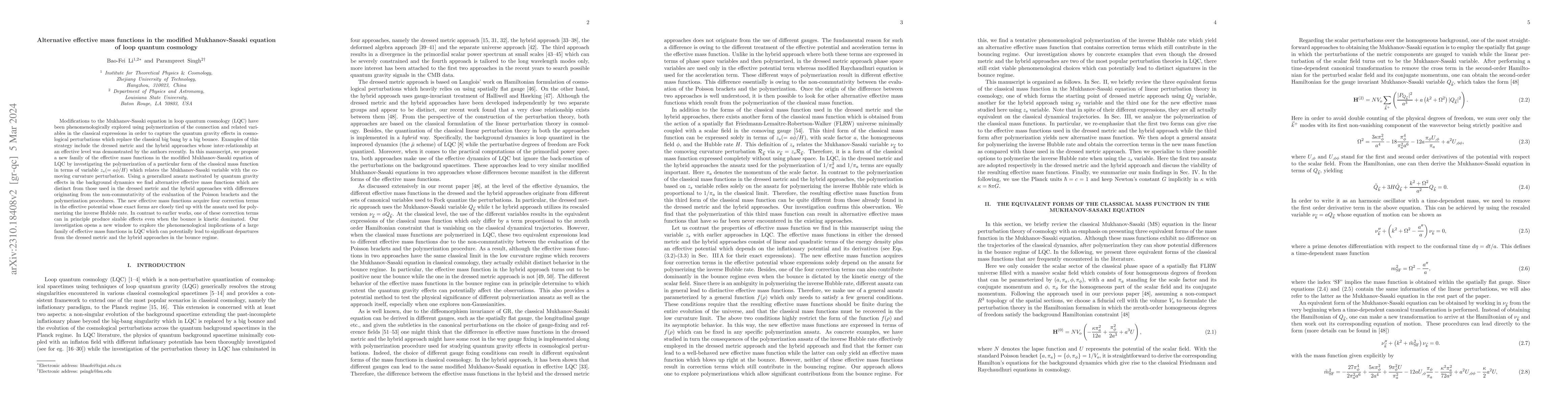 Thumbnail for Alternative effective mass functions in the modified Mukhanov-Sasaki
  equation of loop quantum cosmology