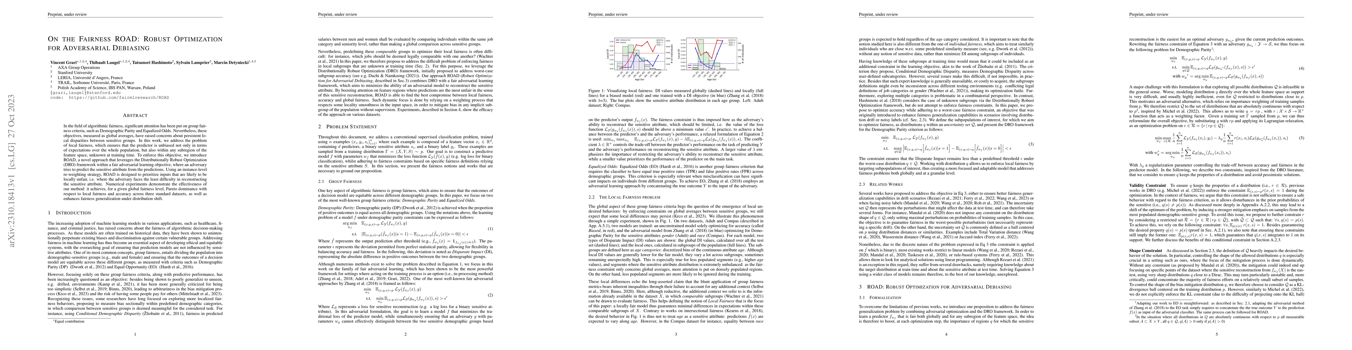Thumbnail for On the Fairness ROAD: Robust Optimization for Adversarial Debiasing