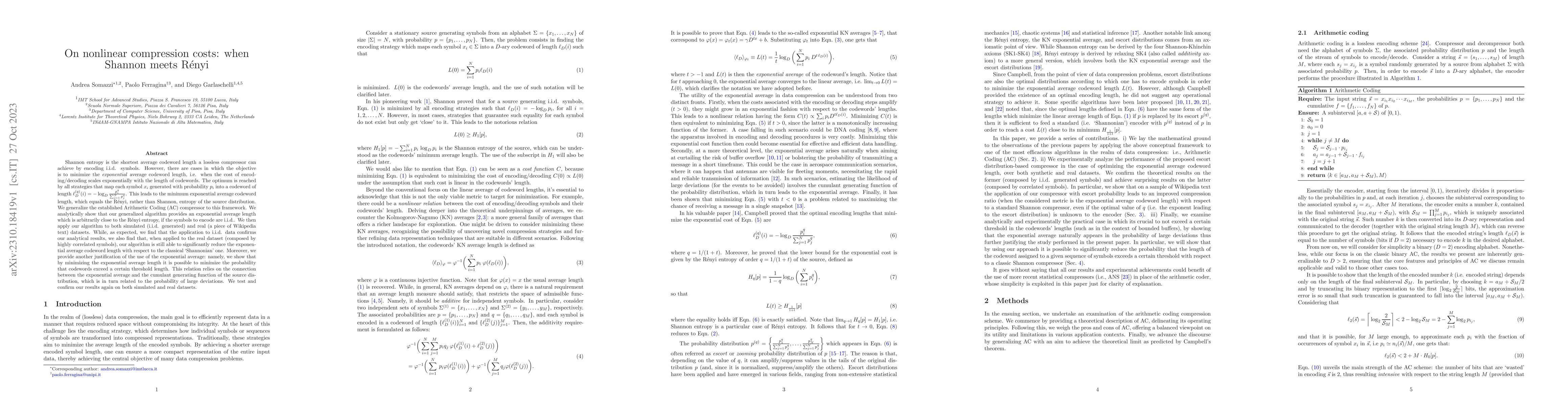 Thumbnail for On nonlinear compression costs: when Shannon meets R\'enyi
