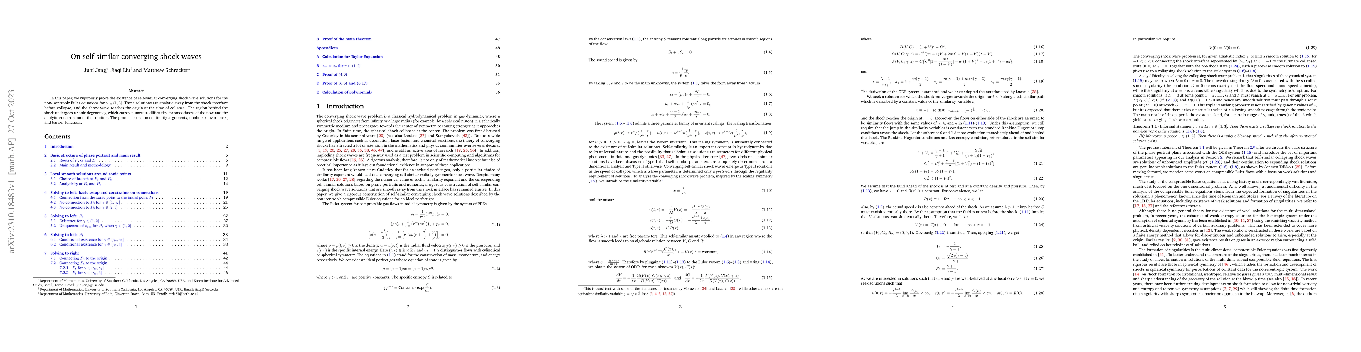 Thumbnail for On self-similar converging shock waves