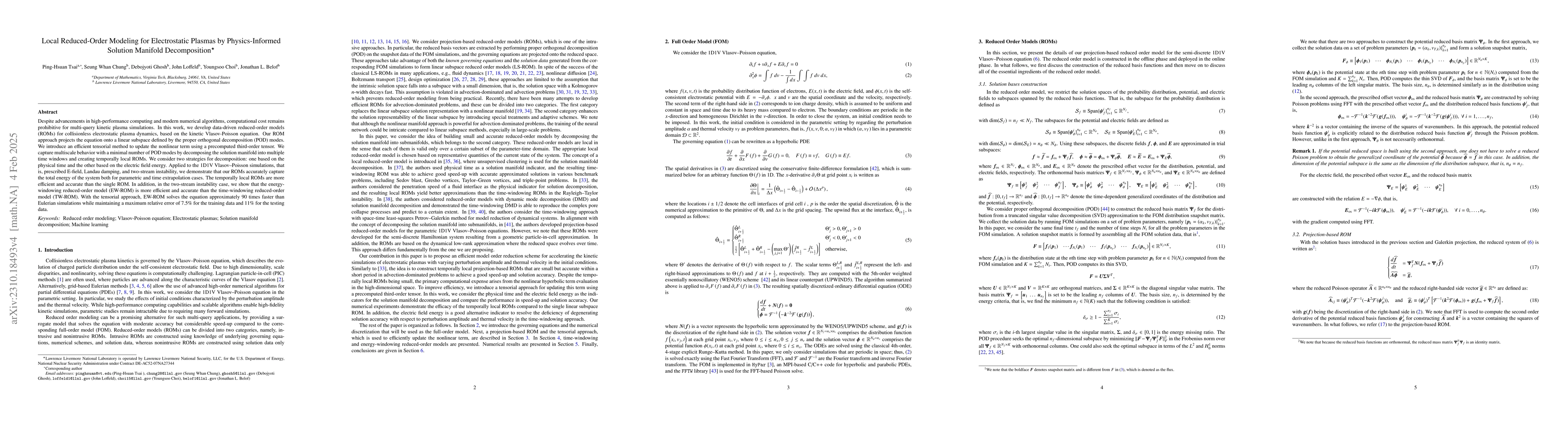Thumbnail for Accelerating Kinetic Simulations of Electrostatic Plasmas with
  Reduced-Order Modeling