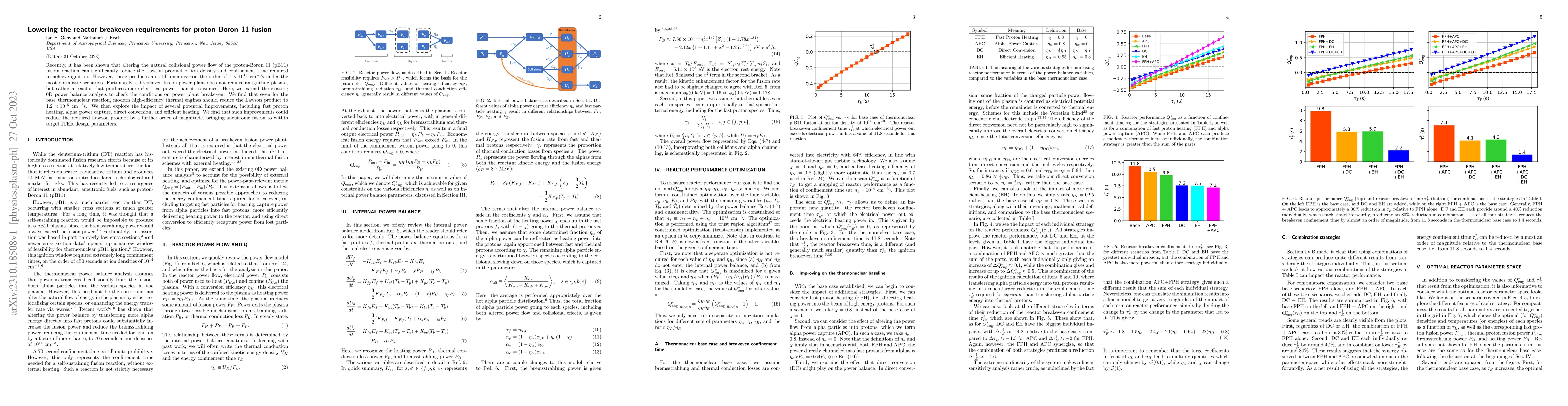 Thumbnail for Lowering the reactor breakeven requirements for proton-Boron 11 fusion