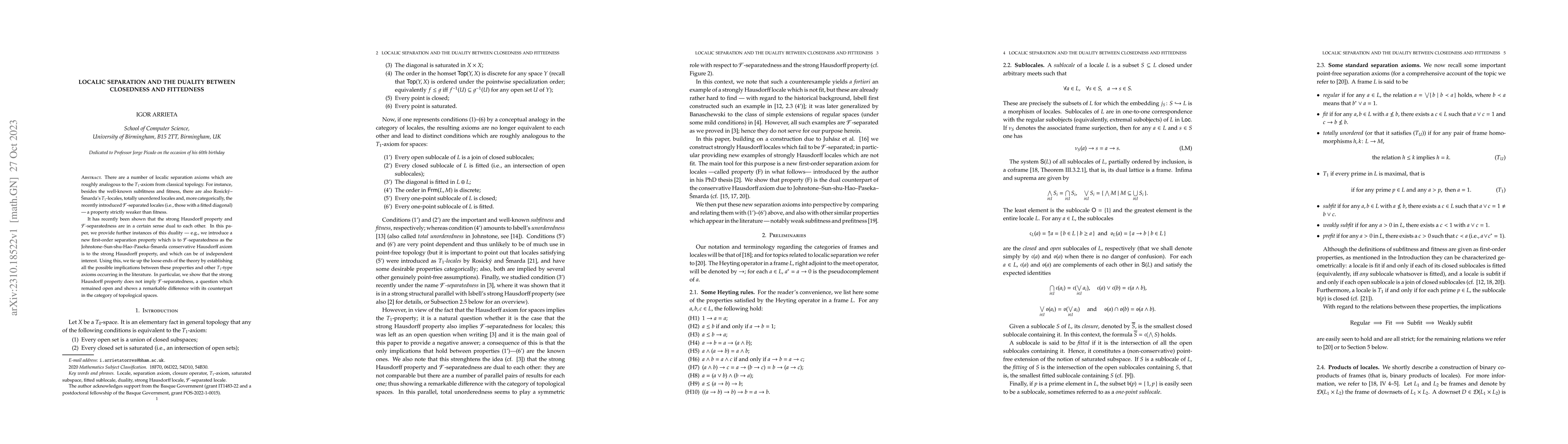 Thumbnail for Localic separation and the duality between closedness and fittedness