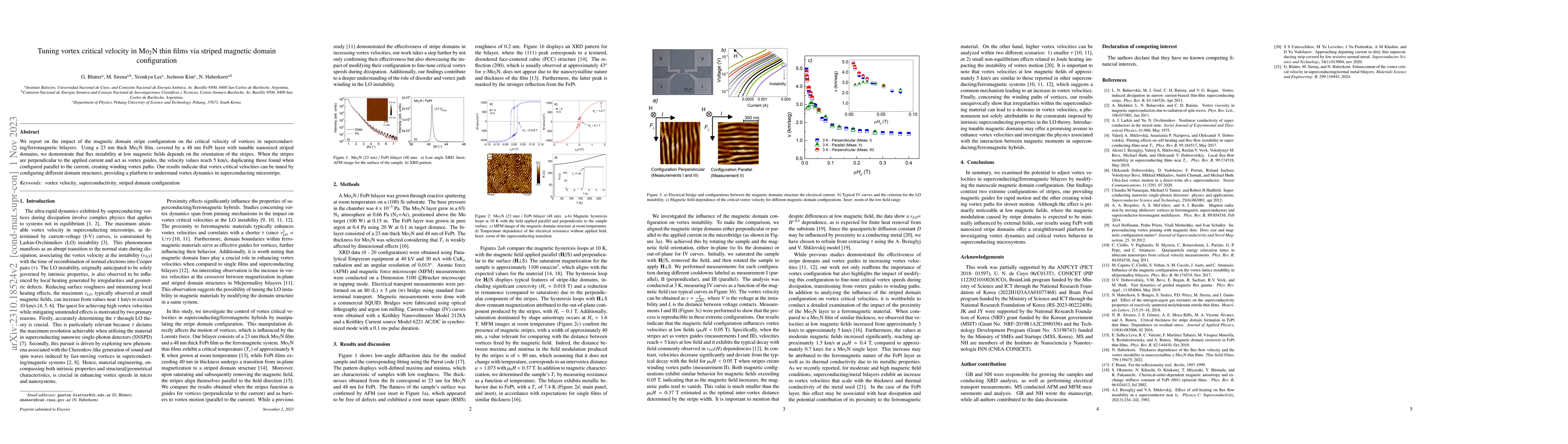 Thumbnail for Tuning vortex critical velocity in Mo$_2$N thin films via striped
  magnetic domain configuration