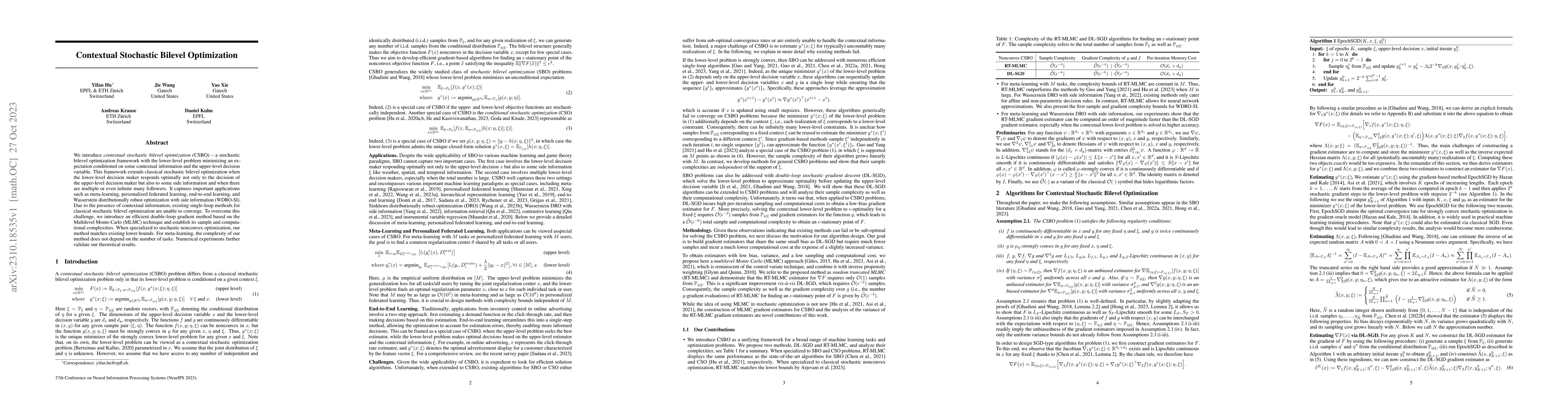 Thumbnail for Contextual Stochastic Bilevel Optimization