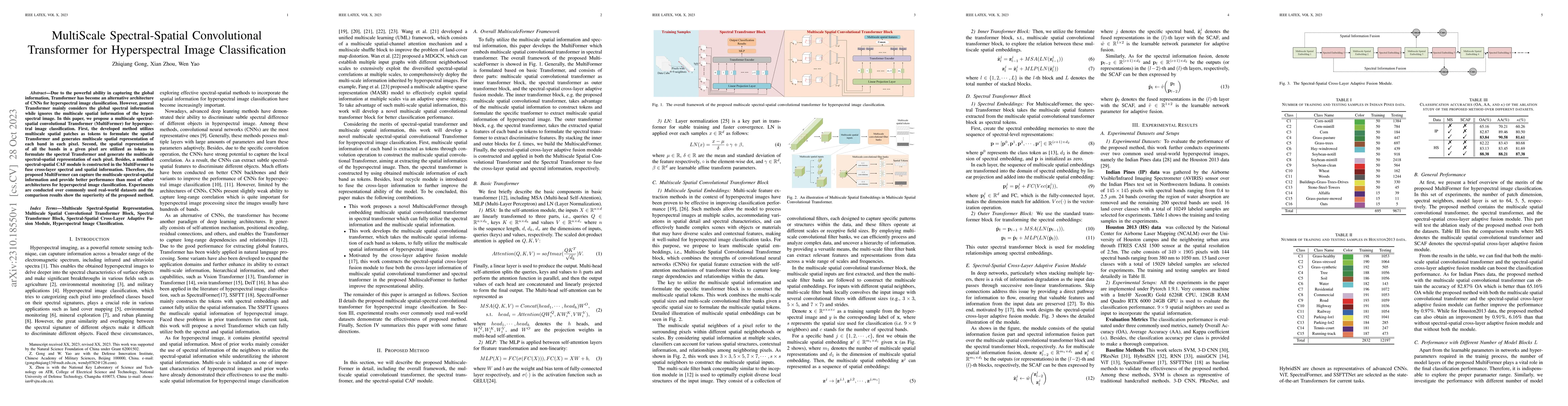 Thumbnail for MultiScale Spectral-Spatial Convolutional Transformer for Hyperspectral
  Image Classification