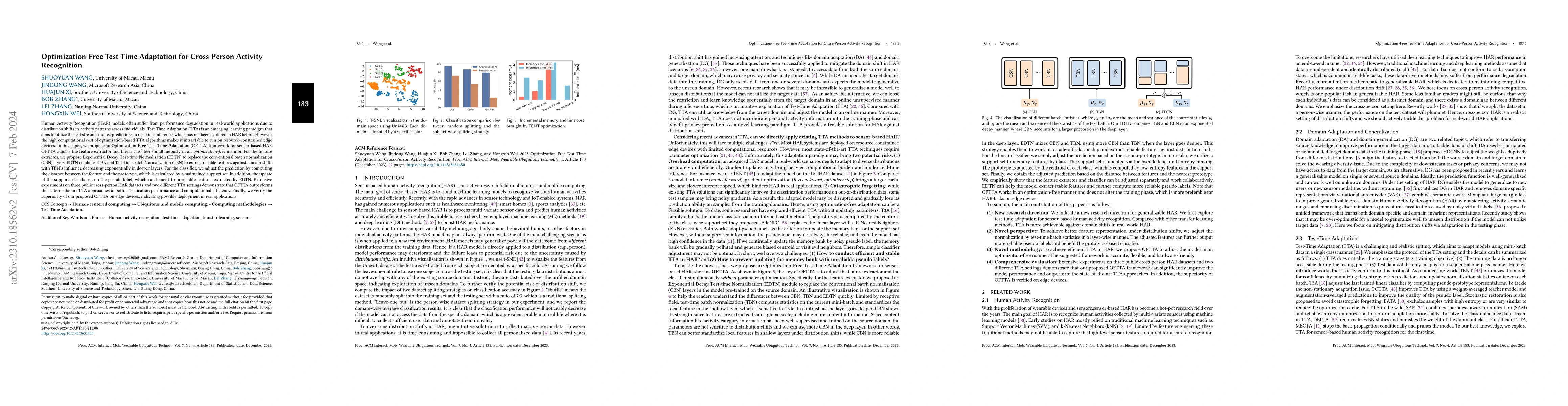 Thumbnail for Optimization-Free Test-Time Adaptation for Cross-Person Activity
  Recognition