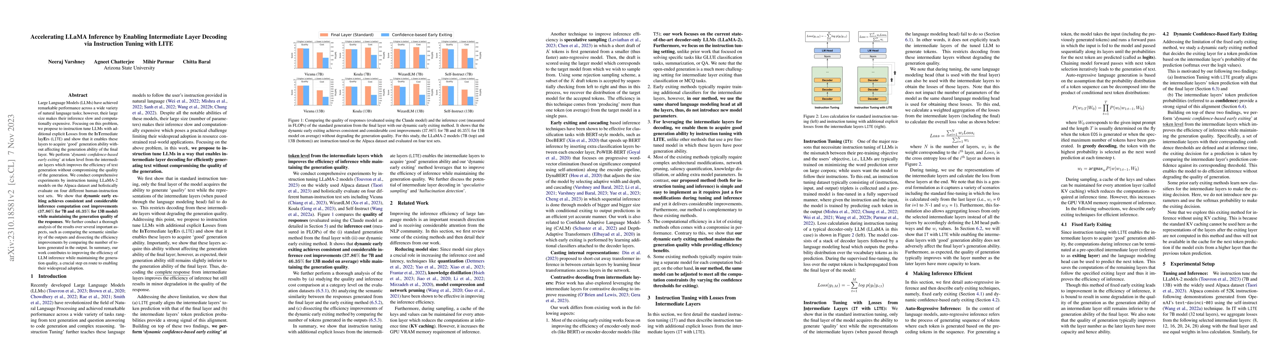 Thumbnail for Accelerating LLaMA Inference by Enabling Intermediate Layer Decoding via
  Instruction Tuning with LITE